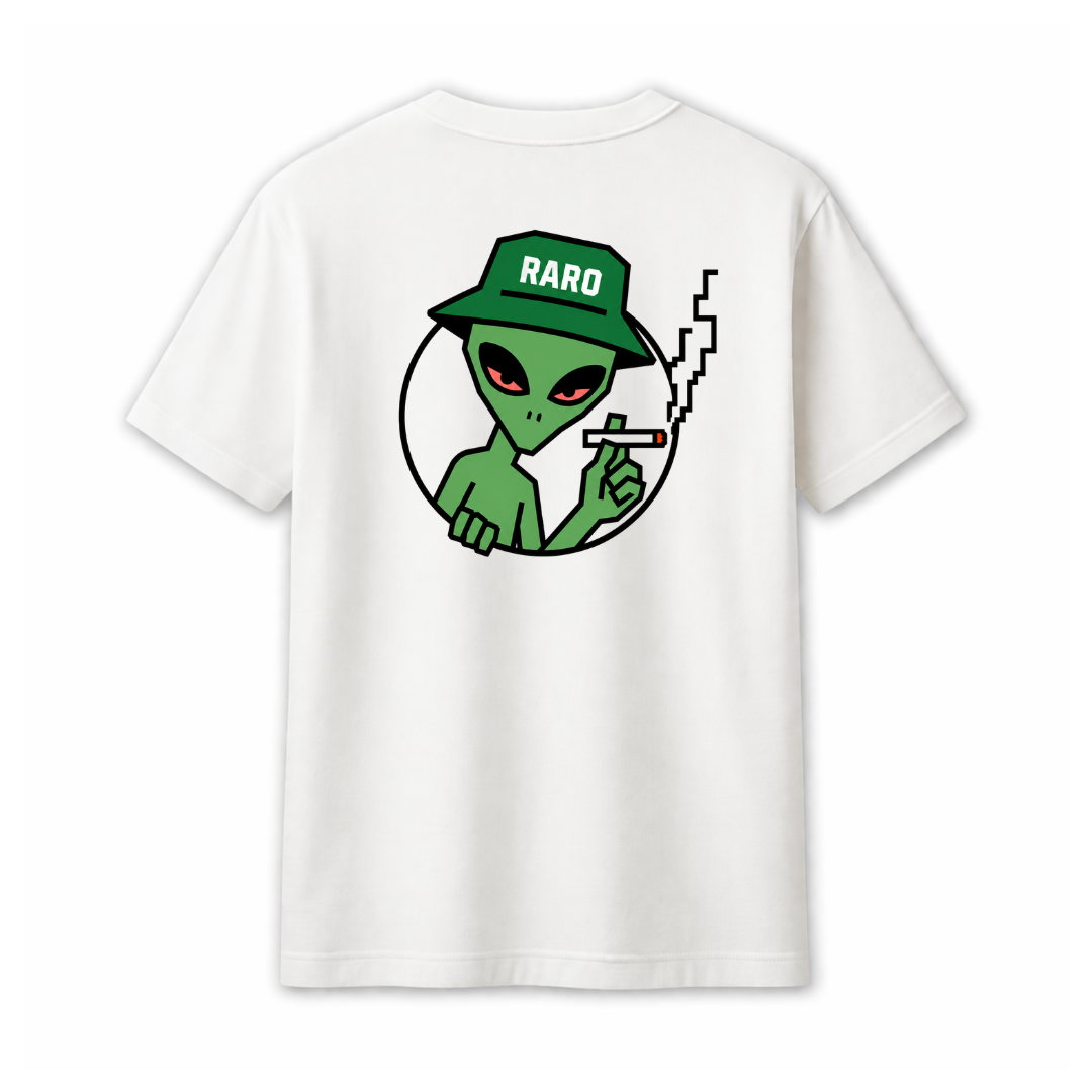 "GREEN SMOKING ALIEN " WHITE TEE